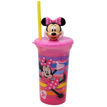 Minnie Mouse Minnie 15oz Buddy Sips Wasserbecher mit Deckel und Strohhalm wiederverwendbarer rosa Disney Junior Kinder-Reisebecher