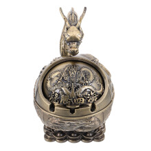 Vintage Drachen Winddichter Aschenbecher Mit Deckel Aus Metall Tragbar