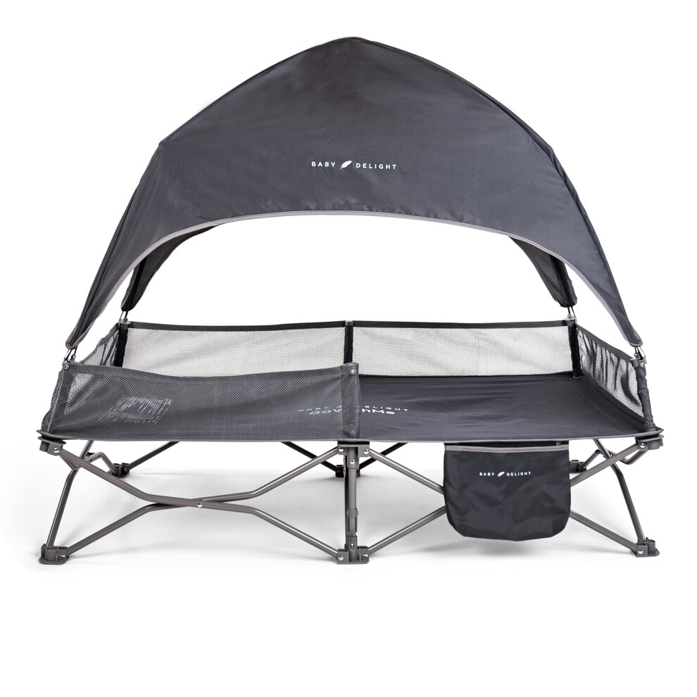 Baby Delight Go with Me Bungalow Deluxe Portable Cot | Toddler Travel Bed | Indoor and Outdoor | Sun Canopy | Grey-image-OPC-PFKVYQ7-NEW