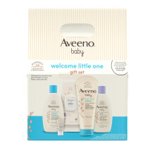 Aveeno Baby Welcome Little One Set regalo Set per la cura della pelle del bambino con bagnoschiuma nutriente e shampoo Bagnoschiuma calmante Salv