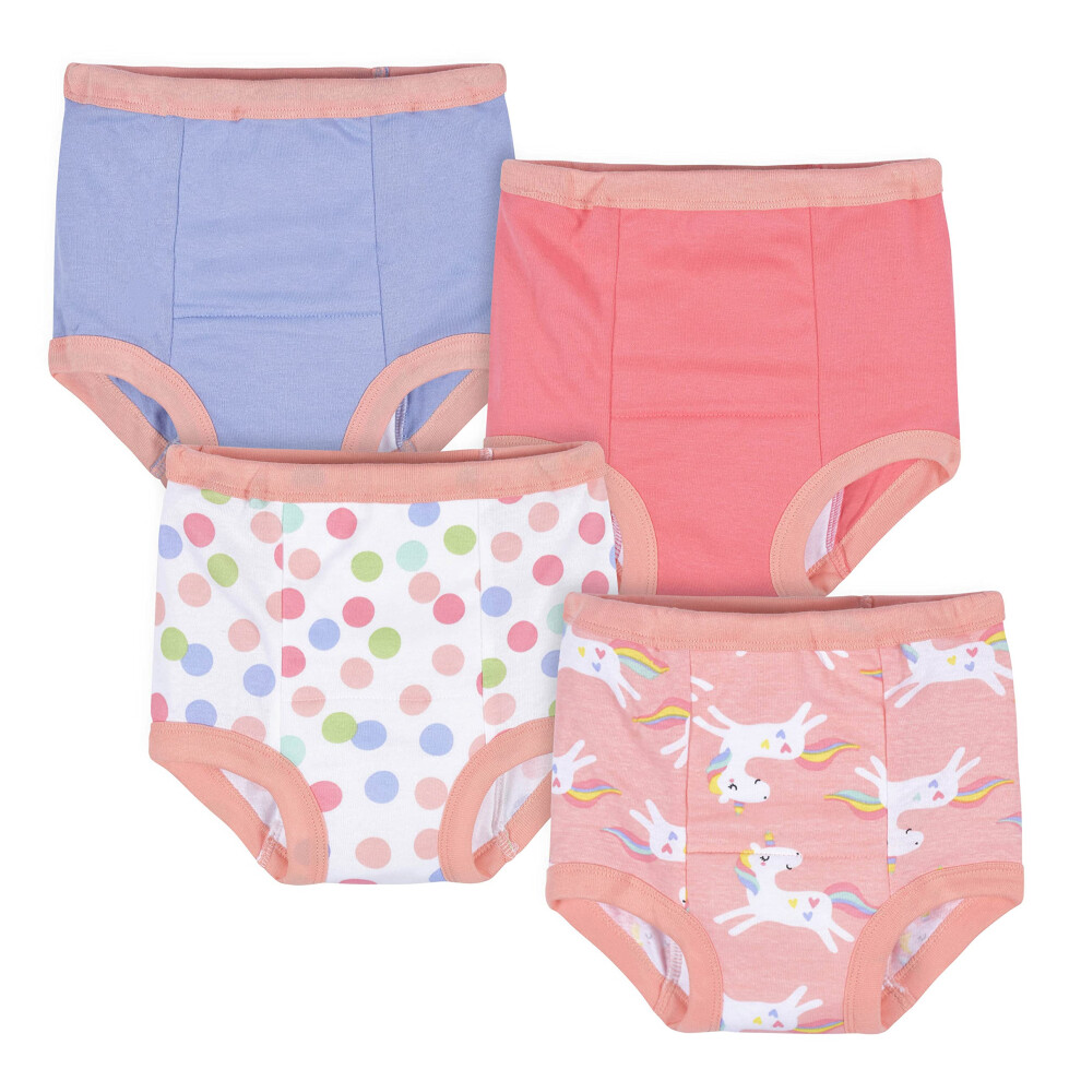 Gerber Baby Girls Infant Toddler 4 Pack Potty Training Pants Underwear Unicorn Pink and Purple 3T-image-OPC-PM9BXZR-NEW
