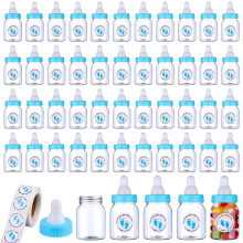 62 stuks 3,5 inch baby mini-melkfles baby shower gunst met 500 lijm bedankt voor het douchen stickers kleine plastic snoepfles DIY cadeau voor B