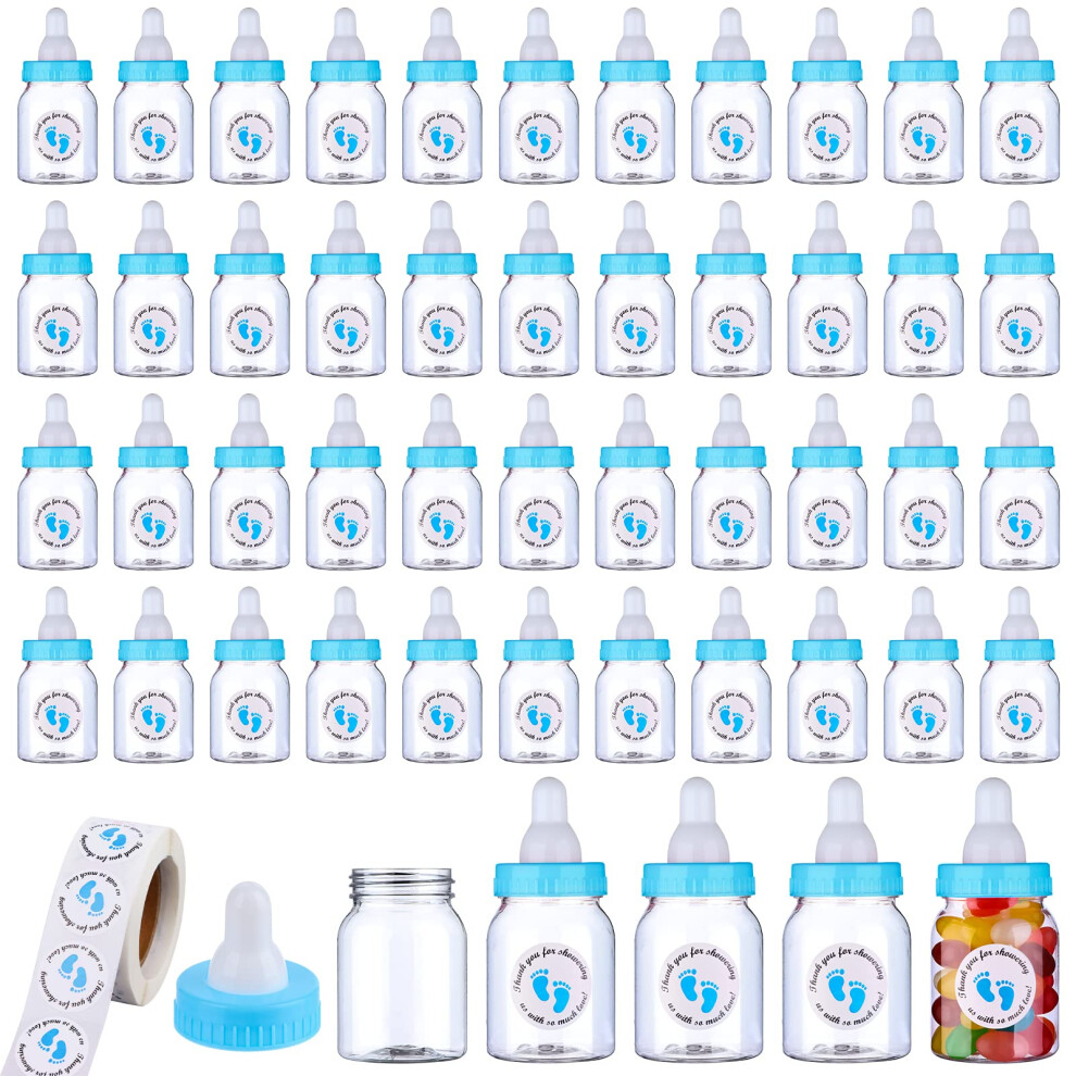 Pinkxhy 62 Pcs 3.5 Inch Baby Mini Milk Bottle Baby Shower Favor With 500 Adhesive Thank You For Showering Stickers Small Plastic Candy Bottle Diy Gift For B
