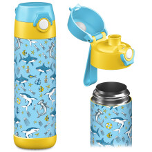 Jarlson Mali Borraccia per bambini Borraccia termica in acciaio inossidabile Borraccia per bambini a prova di perdite senza BPA con coperchio Chu