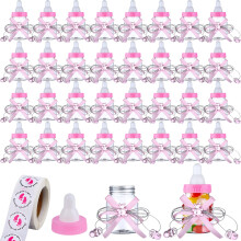 62 Stck 8,9 cm Baby-Mini-Milchflaschen, Babyparty-Geschenk mit 500 selbstklebenden Aufklebern Danke frs Duschen, kleine Plastikbr-Sigkeitsflas