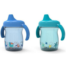 NUK First Essentials Fun Grips Soft Spout Trainer Cup 7 oz. (2 Stck (1 Stck) Blau und Grn)