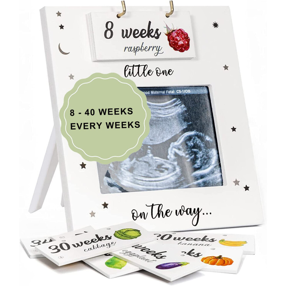 Sonogram Picture Frame - Weekly Fruit And Vegs Pregnancy Milestone Pregnancy Tracker For Bump Growth First Ultrasound Picture Frame Pregnancy Gift Buulue