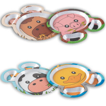 Farm Friends Piatti in Melamina per i Pasti - Set di 4 Piatti Unici e Graziosi Animali dello Zoo per Bambini - Cavallo Maiale Anatra Mucca - Scom