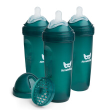 Herobility Dubbele Anti-Kolieken Babyflessen - 12 fl oz/340ml - 3-Pack - Donkergroen