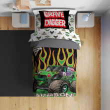 Sunny Side Up Monster Jam Peuter Dekbedovertrek Set - 4 Delig Bedlinnen voor Peuters Inclusief Dekbed, Lakens & Kussenhoes - Super Zacht