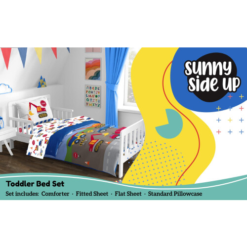 Sunny Side Up Κατασκευαστική Ζώνη Παιδικό Σετ Κλινοσκεπασμάτων - 4 Τεμάχια 1