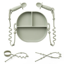 Andy Bear Piatti in Silicone per Neonati con Ventosa Divisa Cucchiai per Bambini Cinghie in Silicone per Giochi per Bambini Piatti All-in-One Tov