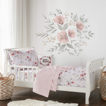 Levtex Baby - Adeline Peuterbedset - Blush, Roze, Grijs en Wit - Klassiek Bloemmotief - 5-delige Set