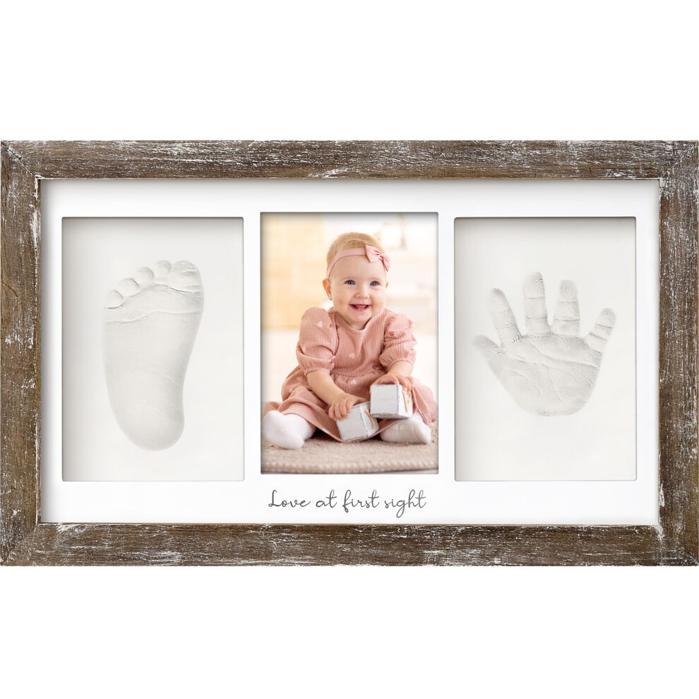 Baby Hand And Footprint Kit - Clay Handprint Keepsake Frame Newborn Nursery Picture Frame Personalized New Mom Gifts For Baby Shower & Registry (Ba Keababies