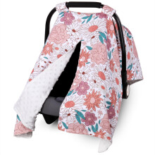 Metplus 2 in 1 Fiori Coprisedile per Auto per Bambini Tettuccio per Seggiolino Auto per Neonati Mamma Copertura Multiuso per Allattamento Minky M