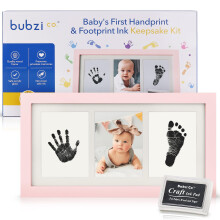 Sada Bubzi Co Baby Handprint & Footprint Photo Frame pro novorozen dvky a chlapce Jedinecn drkov sada pro miminko pro vzdobu registru Pamtn d
