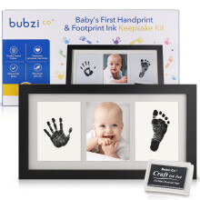 Sada Bubzi Co Baby Handprint & Footprint Photo Frame pro novorozen dvky a chlapce Jedinecn drkov sada pro miminko pro vzdobu registru Pamtn d