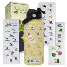 Bump Up The Jam Zwangerschapswaterflestracker - 32 ounce roestvrij staal - Inclusief wekelijkse zwangerschapstrackerstickers (Lemon Frost)