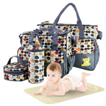 TeqHome 5-teiliges Wickeltaschen-Tragetaschen-Set, groe Mama-Tasche mit tragbarer Wickelunterlage, Schnuller-Etui, Reise-Babytaschen fr Mama
