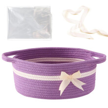 Gift Baskets Empty Small Woven Rope Storage Basket with Bow and Ribbons and Gift Bags Bowknot Decorative Baby Gift Basket for Toys Cats & Dogs Toy