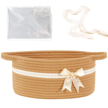 HomeyPine Cestini Regalo Cestino Portaoggetti Vuoto in Corda Intrecciata con Fiocco e Nastri e Sacchetti Regalo Cestino Regalo Decorativo con Fio