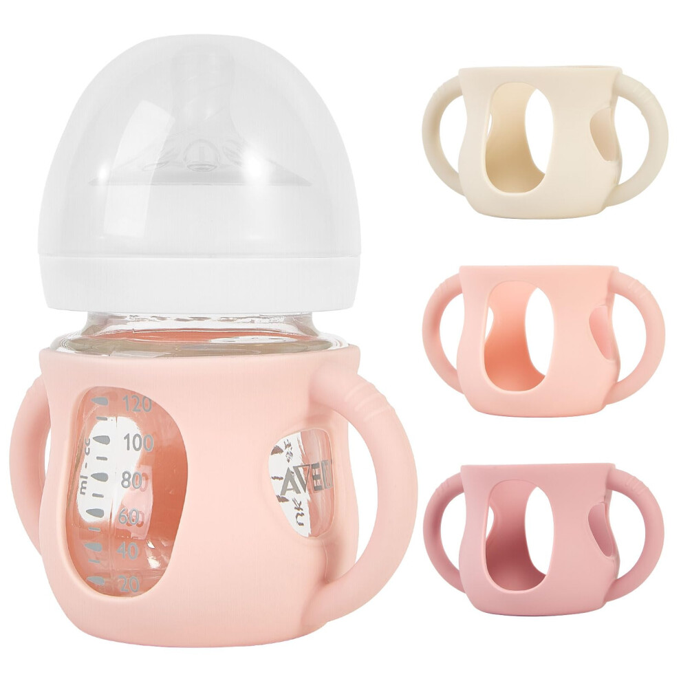 3 Pack Silicone Sleeves For Philips Avent Natural Glass Baby Bottles Anti Breakage Baby Bottle Holder With Handle For Baby Girls Compatib Minmunjiu