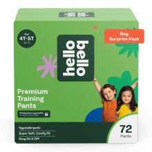 Hello Bello Premium -harjoitushousut, koko 4T-5T (38 lbs) Ylltyspakkaus - 72 count hypoallergeeninen, pehmen kankaan tuntuinen - erilaisia ??kuvioi