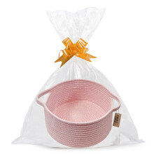 COMFY HOMI Cestini regalo piccoli in tessuto con manici, sacchetti regalo e nastri - Cesto portaoggetti in corda di cotone per organizzare cestin