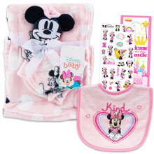 Disney Minnie Mouse Baby-Geschenkset Bundle mit Essentials fr Neugeborene, mit Minnie Mouse Polka Dot-Decke, Ltzchen, Scrapbook-Aufklebern, mehr
