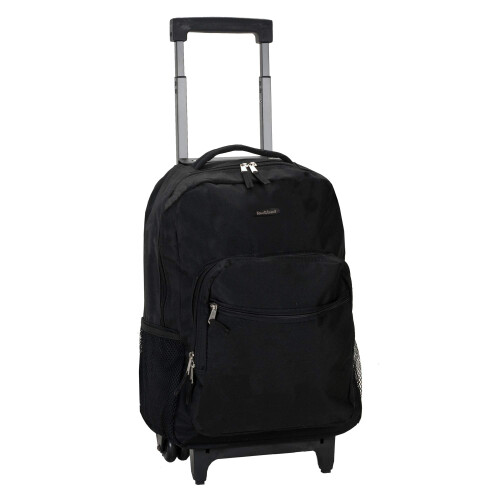 Mochila com Rodas Rockland de Dupla Alça, Preta, 17-Polegadas