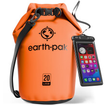 -Waterproof Dry Bag - Roll Top Dry Sack Keeps Gear Dry for Boating, Hiking, Camping and Fishing with Waterproof Phone Case (Orange, 20L)