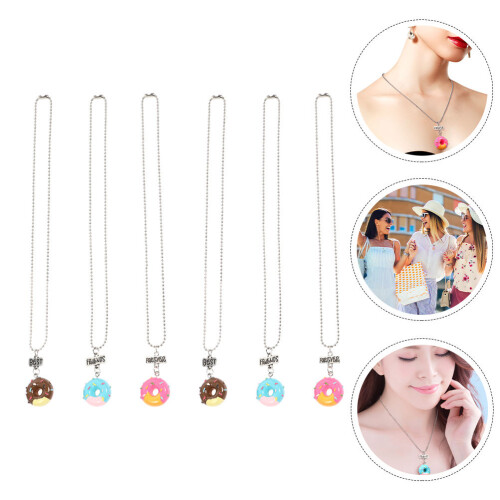 6 collares para amigas, de plástico, donut 2