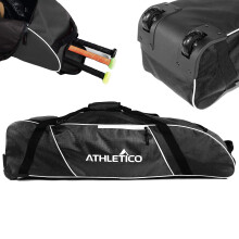 Athletico Rolling Baseball Tas - Met Wielen voor Bat, TBall en Softbaluitrusting voor Jeugd en Volwassenen (Zwart)