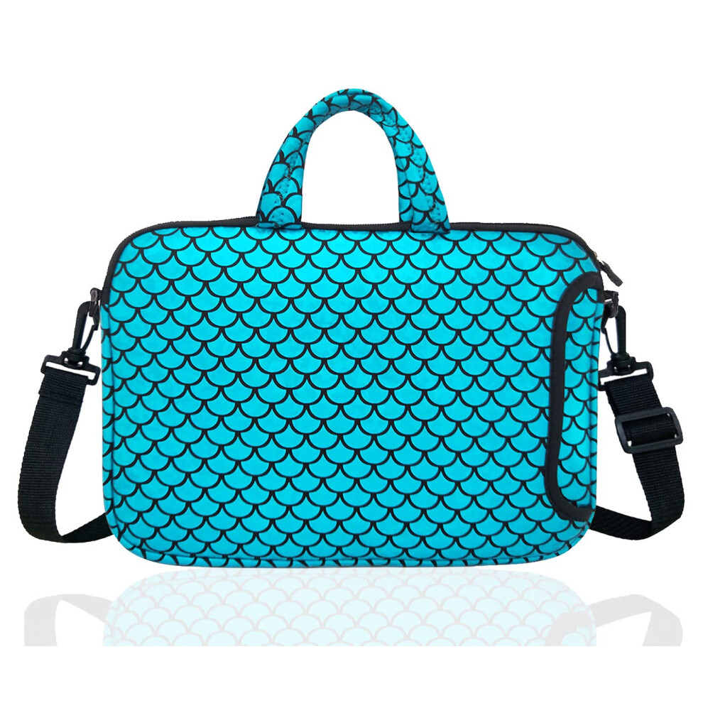 15.6-Inch Laptop Shoulder Carrying Bag Case Sleeve For 14"""" 15"""" 15.6 Inch Macbook/Notebook/Ultrabook/Chromebook Mermaid Scale (Blue) Blue 734009212903