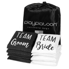 Spil Platoon vejrbestandige cornhole-tasker - S?t med 8 Reguleringsmajshul - Team Bride & Team Groom Bryllupstema - Holdbar Andeklud Majshul til