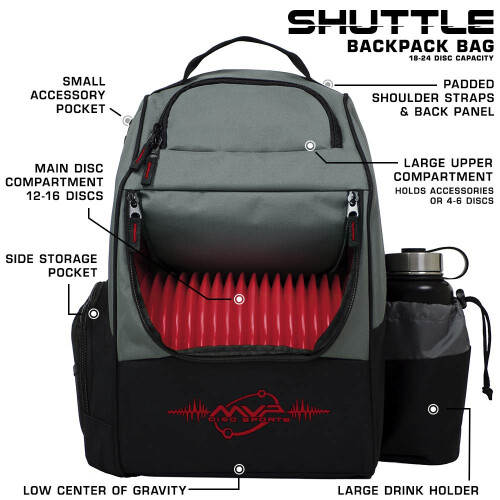 MVP Disc Sports Shuttle Disc Golf Σακίδιο (Γκρι/Κόκκινο) 1