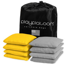 Play Platoon vejrbestandige cornhole-tasker - S?t med 8 reguleringss?kke med kornhuller - gul og gr? - slidst?rkt andekl?de Majshulspose til at k