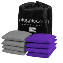 Spela Platoon vderbestndiga Cornhole-psar - Set med 8 Reglering Majshl - Lila & Gr - Slitstark Anktyg Majshl fr att kasta spel Inkluderar