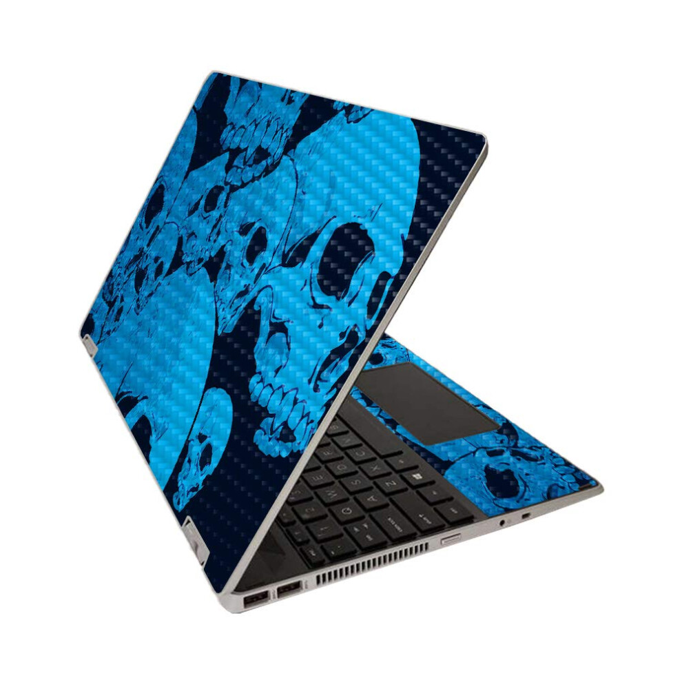 Mightyskins Carbon Fiber Skin For Hp Pavilion X360 15"""" (2020) - Skulls | Protective Durable Textured Carbon Fiber Finish | Easy To Apply Remo Blue 705675711601