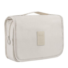 Trawila Neceser colgante de viaje Neceser de cosmιticos Organizadores de maquillaje para hombres y mujeres con gancho resistente (Beige)
