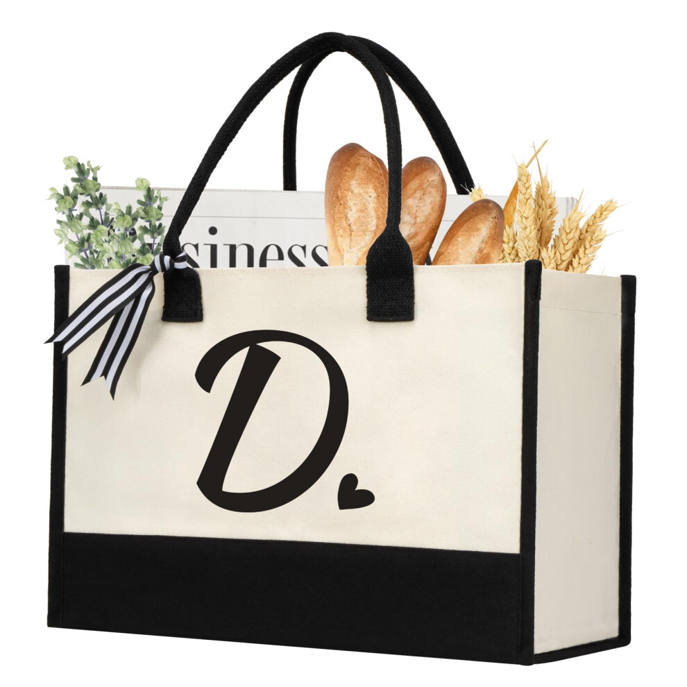 Shenee Initial Canvas Tote Bag Gepersonaliseerde Strand Jute Tas Cadeau Voor Vrouwen Vakantie Vrienden Verjaardagscadeau Strand Bruiloft (Letter-image