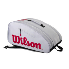 WILSON Super Tour Pickleball Tas - Geschikt voor 3 Paddles, Grijs/Rood/Zwart
