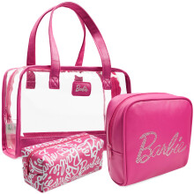 Barbie Trousses de toilette Ensemble de 3 trousses de toilette zippes et trousse  cosmtiques Essentiels de vacances - Cadeaux pour elle