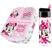 Disney Minnie Mouse Kinder-Lunchbox mit Fchern und Wasserflasche mit Strohhalm (Rosa)