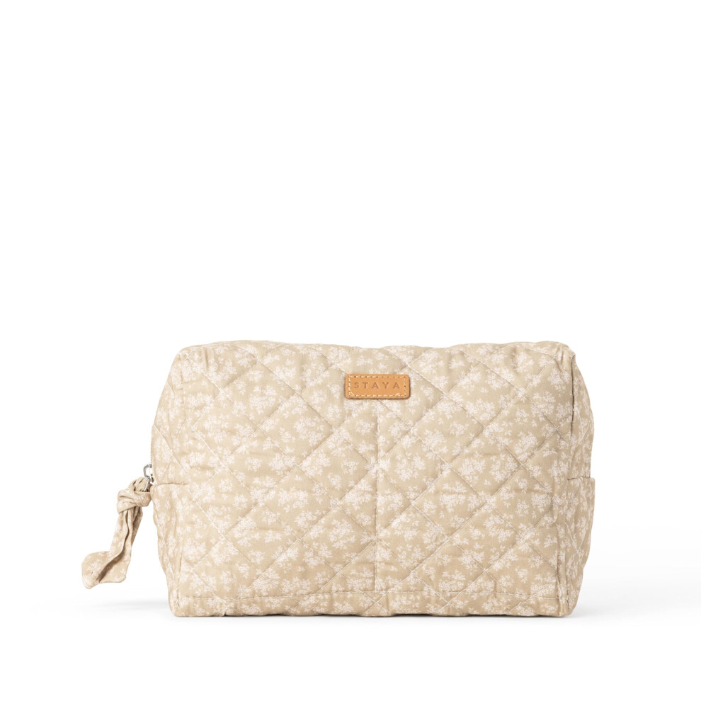 Staya Quilted Toiletry Pouch - Compact Versatile And Stylish Bag For All Your Essentials (Floral Canvas)