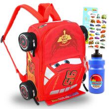 Disney Cars Mini Rucksack für Kinder - Set mit 14" Lightning McQueen Rucksack und Wasserflasche, Aufkleber, mehr