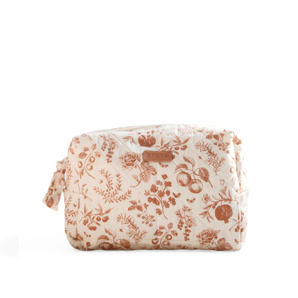 Staya Quilted Toiletry Pouch - Compact Versatile And Stylish Bag For All Your Essentials (Peaches)