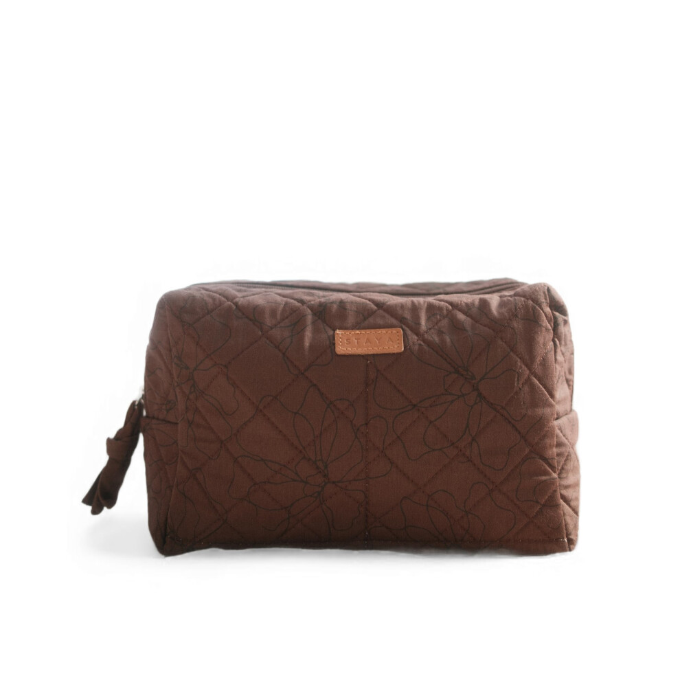 Staya Quilted Toiletry Pouch - Compact Versatile And Stylish Bag For All Your Essentials (Cacao)