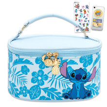 Disney Stitch Kosmetiktaschen-Set  Set mit ovalem Kosmetiketui fr Make-up, Toilettenartikel in Reisegre und Handyaufkleber | Stitch Reisetasche f