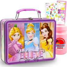 Disney Princess Lunchbox-Set Bundle mit Dose Rapunzel Cinderella Belle Lunchbox plus Aufkleber Wasserflasche mehr | Disney Princess Lunchbox-Set